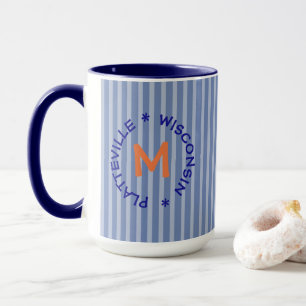 Blue Orange P-Vegas Platteville Wisconsin Mug