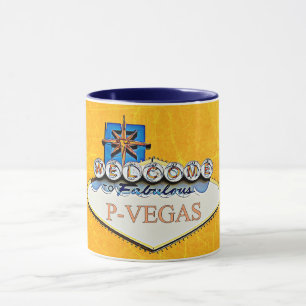 Blue Orange P-Vegas Platteville Wisconsin Mug