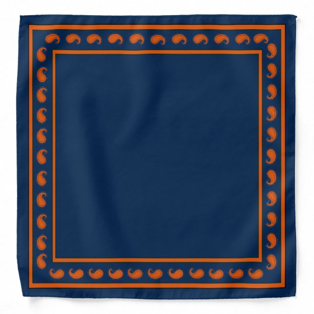 Blue Orange Paisley Bandana (Front)