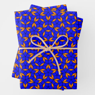 Blue Orange Penrose Tiling Mathematics Aperiodic Wrapping Paper Sheets