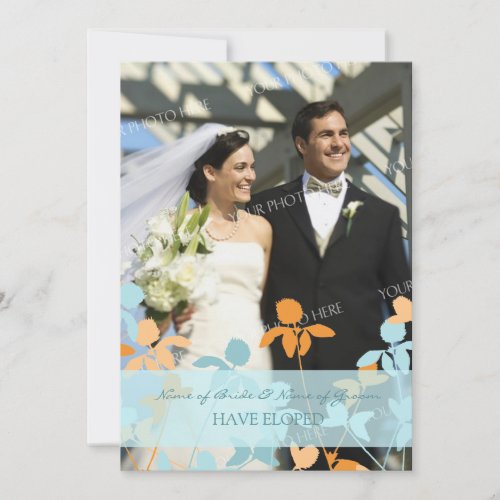 Blue Orange Photo Elopement Announcement Cards