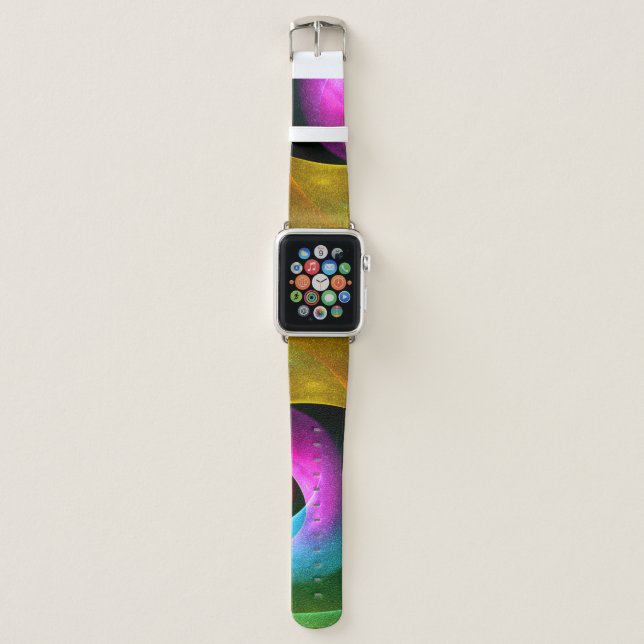 Blue Orange Pink Modern Abstract Art Pattern #24 Apple Watch Band (Front)