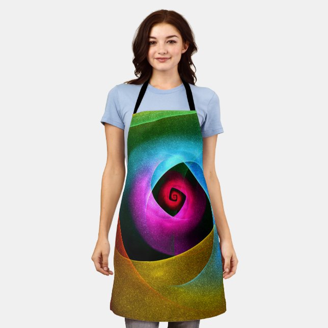 Blue Orange Pink Modern Abstract Art Pattern #24 Apron (Worn)