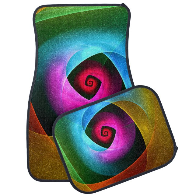 Blue Orange Pink Modern Abstract Art Pattern #24 Car Floor Mat (Set)