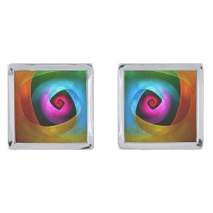 Blue Orange Pink Modern Abstract Art Pattern #24 Cufflinks
