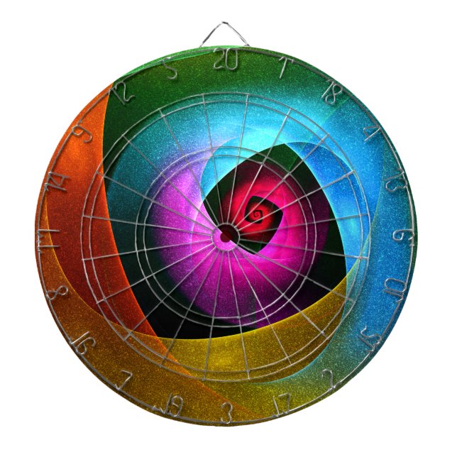Blue Orange Pink Modern Abstract Art Pattern #24 Dart Board (Front)