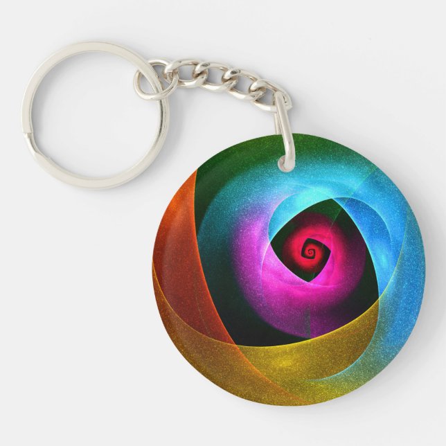 Blue Orange Pink Modern Abstract Art Pattern #24 Keychain (Front)