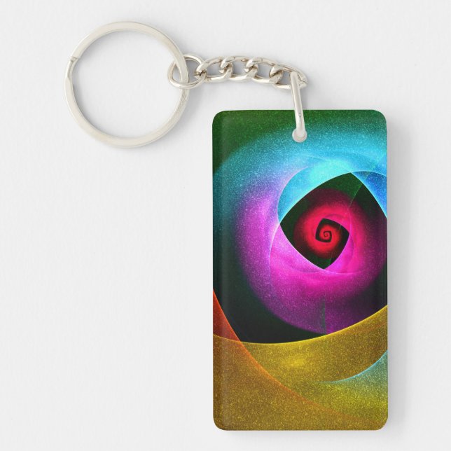 Blue Orange Pink Modern Abstract Art Pattern #24 Keychain (Front)