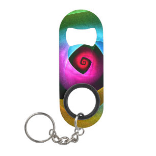 Blue Orange Pink Modern Abstract Art Pattern #24 Keychain Bottle Opener