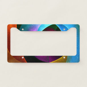 Blue Orange Pink Modern Abstract Art Pattern #24 License Plate Frame