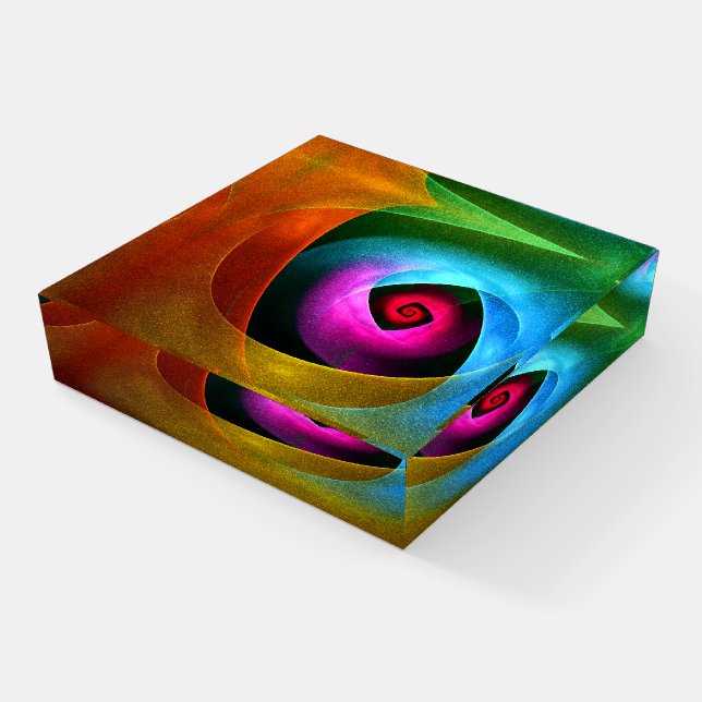 Blue Orange Pink Modern Abstract Art Pattern #24 Paperweight (Angled)