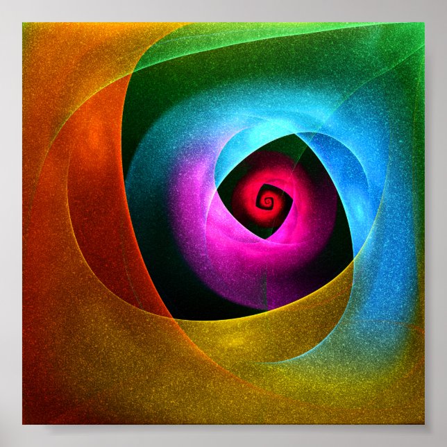 Blue Orange Pink Modern Abstract Art Pattern #24 Poster (Front)