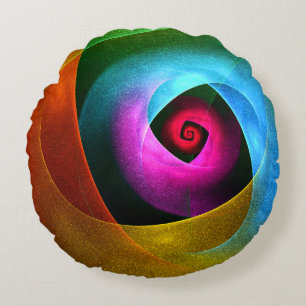 Blue Orange Pink Modern Abstract Art Pattern #24 Round Pillow