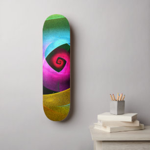 Blue Orange Pink Modern Abstract Art Pattern #24 Skateboard