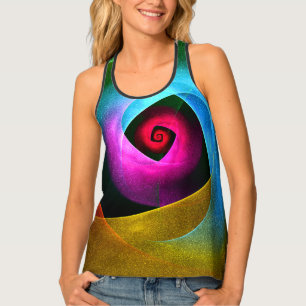 Blue Orange Pink Modern Abstract Art Pattern #24 Tank Top