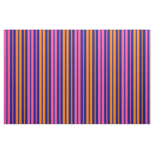 Blue Orange Pink Vertical Stripes Design   Fabric