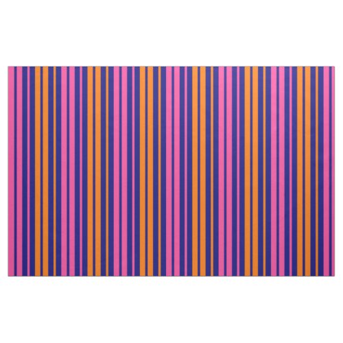 Blue Orange Pink Vertical Stripes Design   Fabric
