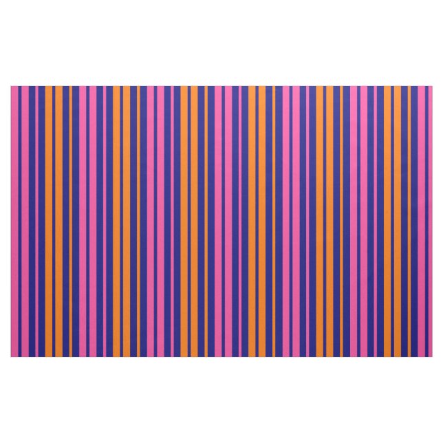 Blue Orange Pink Vertical Stripes Design   Fabric (Fat Quarter)