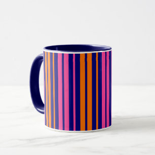 Blue Orange Pink Vertical Stripes Design Mug
