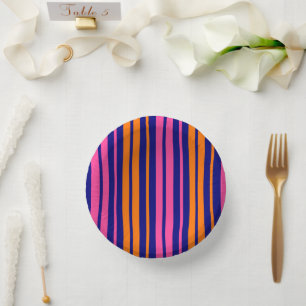 Blue Orange Pink Vertical Stripes Design   Paper Bowls