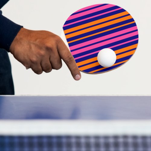 Blue Orange Pink Vertical Stripes Design   Ping Pong Paddle