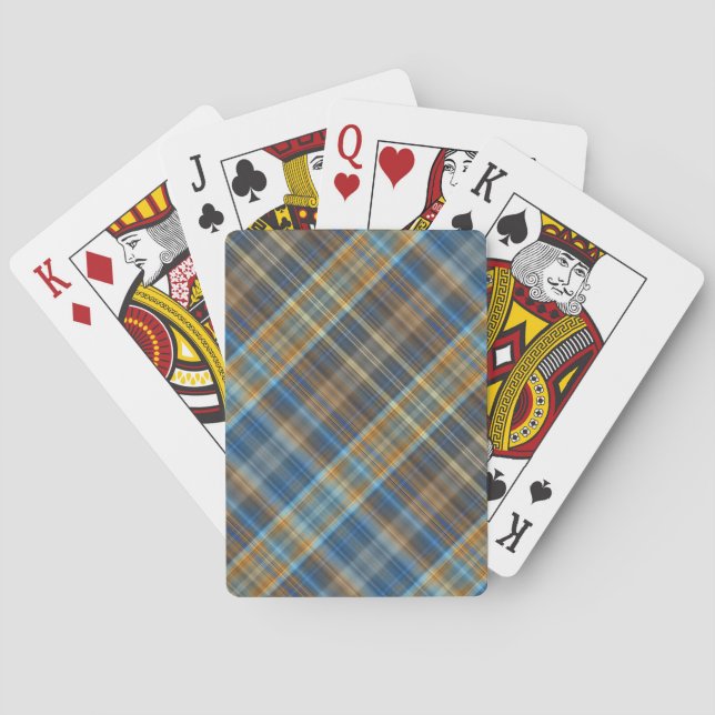 Blue orange plaid poker cards (Back)