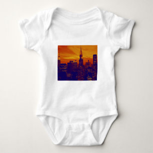 Blue Orange Pop Art New York City Baby Bodysuit