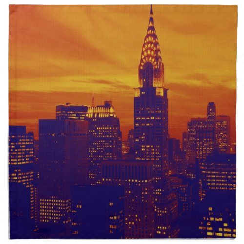 Blue Orange Pop Art New York City Cloth Napkin