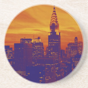 Blue Orange Pop Art New York City Drink Coaster