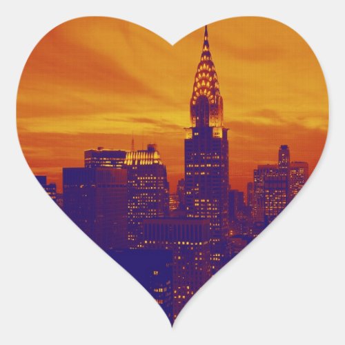 Blue Orange Pop Art New York City Heart Sticker