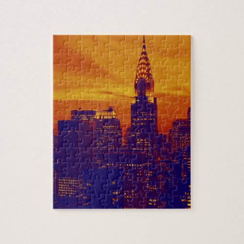Blue Orange Pop Art New York City Jigsaw Puzzle