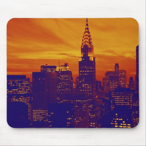 Blue Orange Pop Art New York City Mouse Pad