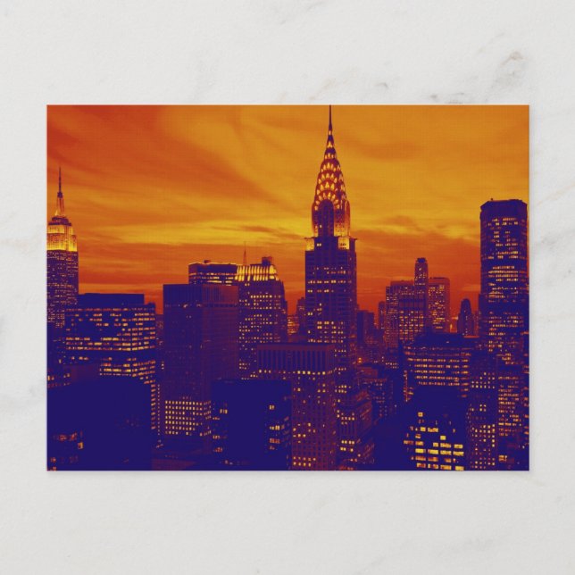 Blue Orange Pop Art New York City Postcard (Front)