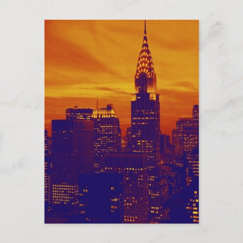 Blue Orange Pop Art New York City Postcard