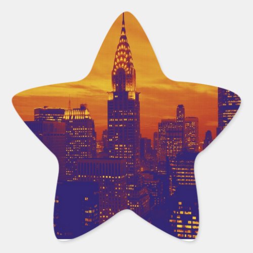 Blue Orange Pop Art New York City Star Sticker