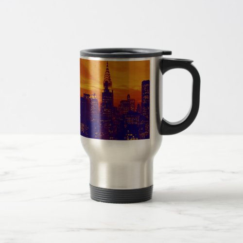 Blue Orange Pop Art New York City Travel Mug