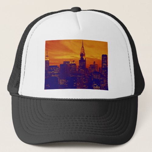 Blue Orange Pop Art New York City Trucker Hat