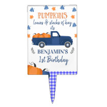 Blue Orange Pumpkin Truck Birthday Party Cake Pick