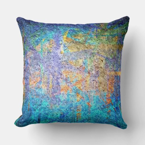 Blue Orange Purple Abstract Throw Pillow