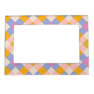 Blue orange purple checks photo frame