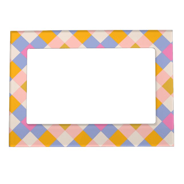 Blue orange purple checks photo frame (Front)