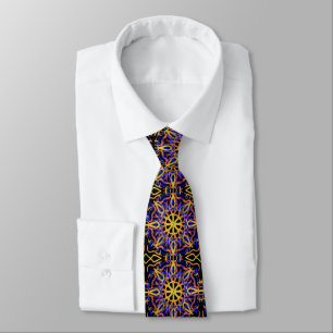 Blue Orange Purple Yellow Mechanical Drawing Neck Tie
