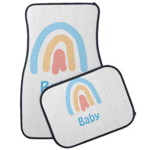 blue orange rainbow baby add name text car floor mat