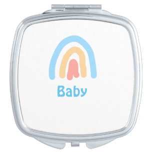 blue orange rainbow baby add name text compact mirror