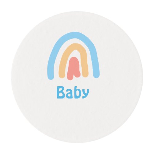 blue orange rainbow baby add name text  edible frosting rounds