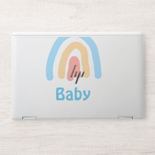 blue orange rainbow baby add name text HP laptop skin