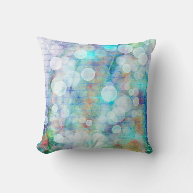 Blue, Orange, Red, Purple White Abstract Art Throw Pillow (Front)