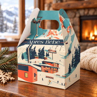 Blue Orange Retro Après Bébé Ski Resort Party Favor Boxes