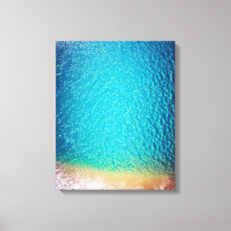 blue orange sand beach ocean wave canvas print