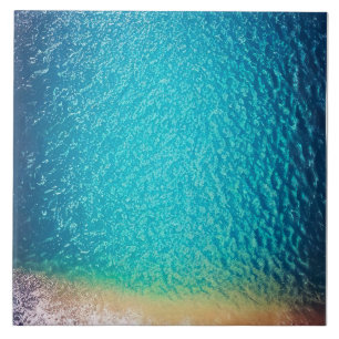 blue orange sand beach ocean wave ceramic tile